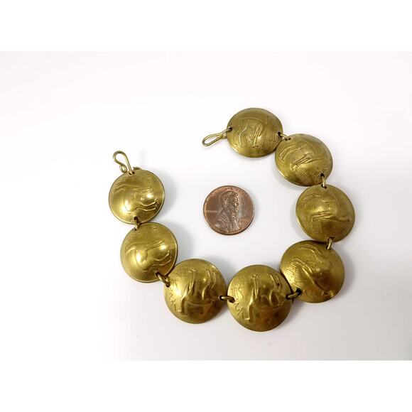Vintage 1970s Peruvian Coin Bracelet Signed Dated Coins 7.5 Inch Hook Clasp - Picture 5 of 10